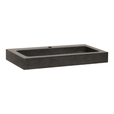 BRAUER Lava wastafel - 80x46x10cm - 1 wasbak - 1 kraangat - natuursteen - basalt antraciet
