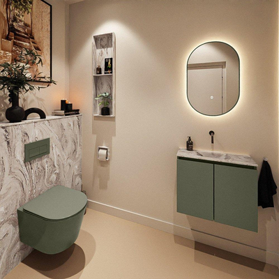 MONDIAZ TURE-DLUX 60cm toiletmeubel Army. EDEN wastafel Glace positie midden. Zonder kraangat.