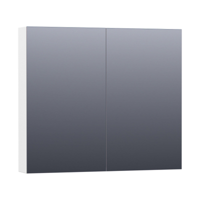 BRAUER Impress Deluxe spiegelkast - 80x70x15cm - interne en externe verlichting - 2 dubbelzijdige spiegeldeuren - mat wit