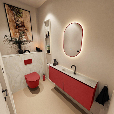 MONDIAZ TURE-DLUX 120cm toiletmeubel Fire. EDEN wastafel Ostra positie midden. Met 1 kraangat.