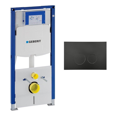 Geberit Duofix Element - UP 320 - QeramiQ push bedieningsplaat - wand 112cm - ronde knoppen - kunststof zwart mat