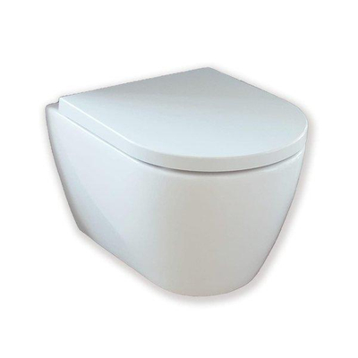 Royal Plaza Primo Toiletset - 48.5cm - hangend - spoelrandloos - diepspoel - verkort - met zitting - softclose - quick release - wit