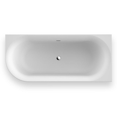 Plieger Kansas Hoekbad - 180x80x60cm - hoek rechts - met slotoverloop - met af- en overloopgarnituur - met poten - acryl - mat wit