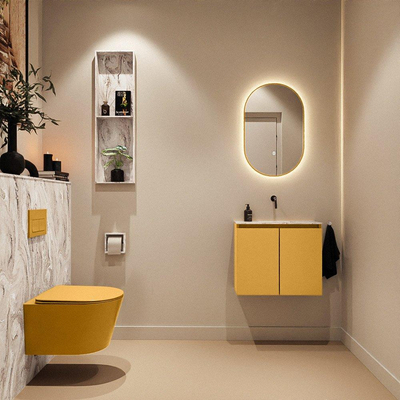 MONDIAZ TURE-DLUX 60cm toiletmeubel Ocher. EDEN wastafel Glace positie midden. Zonder kraangat.