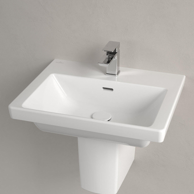 Villeroy & Boch Subway 3.0 wastafel 55x44x16.5cm Rechthoek 1 kraangat met overloopgat Wit Alpin glans Ceramic+