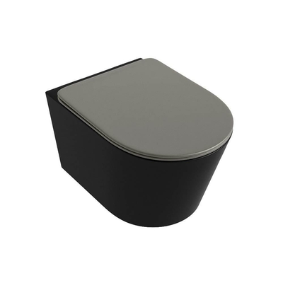MONDIAZ LAVIE wandclosetpack - 36x53cm - diepspoel - rimless - Urban (zwart) - softclose - quick-release - toiletzitting - Smoke (grijs)