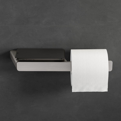 Geesa Shift Toiletrolhouder zonder klep met planchet RVS geborsteld