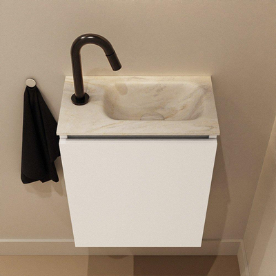 MONDIAZ TURE-DLUX 40cm toiletmeubel Talc. EDEN wastafel Ostra positie rechts. Met 1 kraangat.