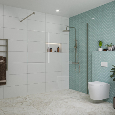 FugaFlow Eccelente Vetro inloopdouche badkamer - 180x200cm - helder glas - wandarm - gunmetal