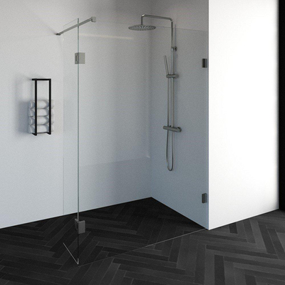BRAUER Create Inloopdouche - 140x200cm - profielloos - 40cm - draaibare zijwand - antikalk - 8mm veiligheidsglas - geborsteld RVS