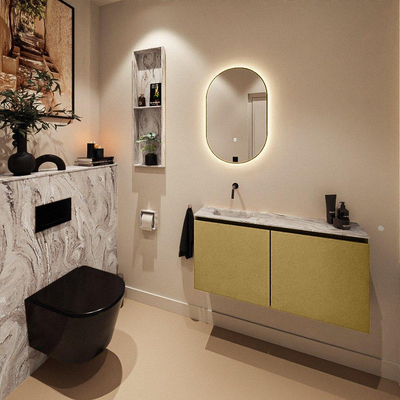 MONDIAZ TURE-DLUX 100cm toiletmeubel Oro. EDEN wastafel Glace positie links. Zonder kraangat.