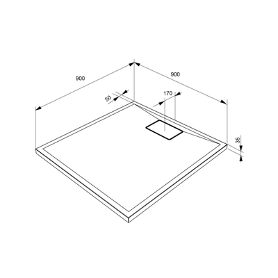 Allibert Terreno douchebak 90x90cm vierkant Polybeton Zwart