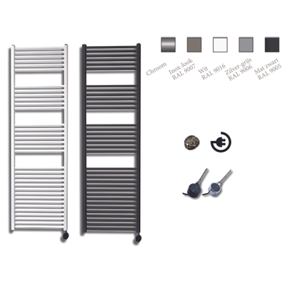 Sanicare electrische design radiator 172 x 45 cm Wit met thermostaat chroom TWEEDEKANS