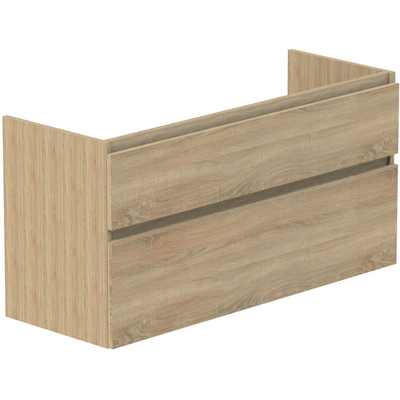 Thebalux Type Wastafelonderkast - 120x60x45cm - 2 lades - extra hoog - houten greeplijst - tbv wastafel Slimline Soft en Glacier - uitsparing - sequoia