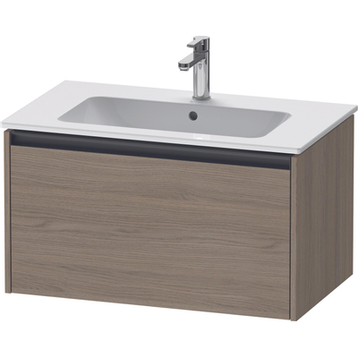 Duravit Ketho 2 wastafelonderbouwkast met 1 lade 81x48x44cm met greep antraciet eiken terra mat