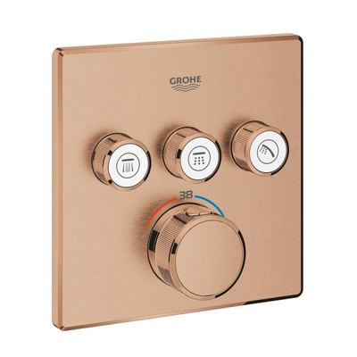 GROHE Smartcontrol Regendoucheset Inbouw - inbouwboxen - hoofddouche vierkant - staafhanddouche - brushed warm sunset