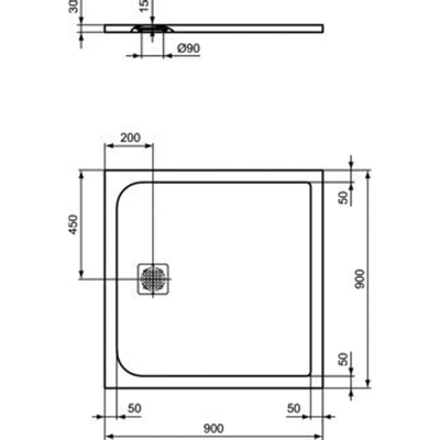 Ideal Standard Ultraflat Solid douchebak vierkant 90x90x3cm betongrijs