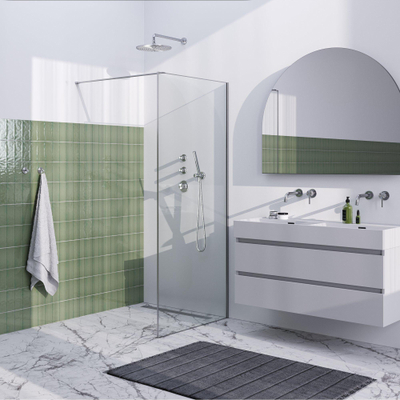 BRAUER Brushed Frame Inloopdouche helder glas met frame 90x200cm - geborsteld RVS