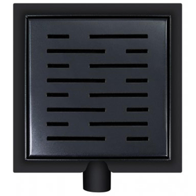 Wiesbaden doucheput met flens en zijuitlaat 20x20 cm mat zwart