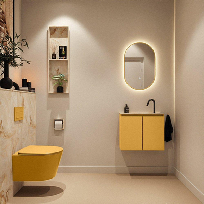 MONDIAZ TURE-DLUX 60cm toiletmeubel Ocher. EDEN wastafel Frappe positie midden. Met 1 kraangat.