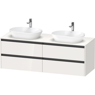 Duravit Ketho 2 wastafelonderbouwkast incl. consoleplaat met 4 laden voor waskom rechts 160x55x56.8cm met handgrepen antraciet taupe supermat