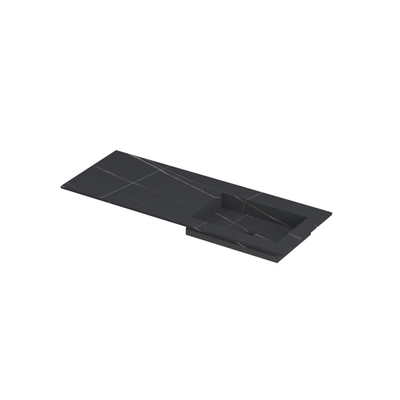 INK Post wastafel - 120x45x1cm - 1 wasbak rechts - 0 kraangaten - keramiek Lauren black mat