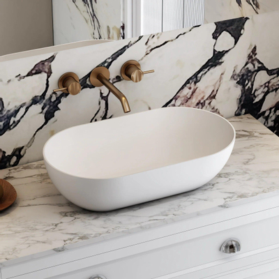 ZEZA Solid Waskom - 56x32x15.5cm - solid surface - mat wit