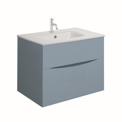 Crosswater Glide II Wastafelonderkast - 70x45x52cm - 2 lades - greeploos - softclose - mat blauw