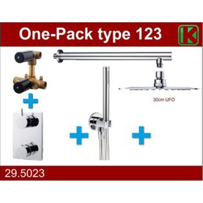 Wiesbaden one-pack inbouwthermostaatset type 123 CHR (30cm ufo)