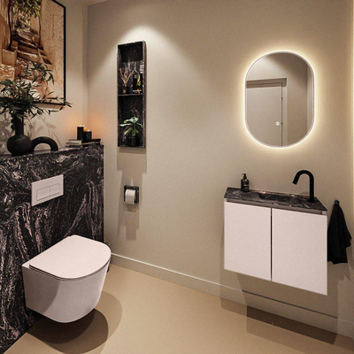 MONDIAZ TURE-DLUX 60cm toiletmeubel Rosee. EDEN wastafel Lava positie rechts. Met 1 kraangat.