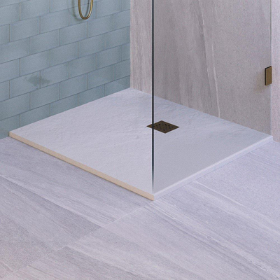 BRAUER Relievo Crag Douchebak 100x100cm antislip antibacterieel mineraalmarmer mat wit