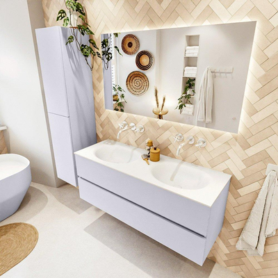 Mondiaz VICA Badkamermeubelset - 130cm - cale - 2 lades - Wastafel MOON - dubbel zonder kraangat - kleur talc - XL versie 60cm hoog