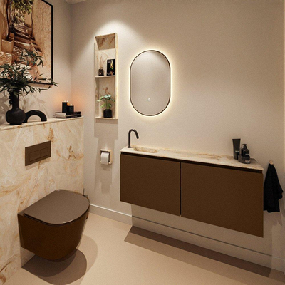 MONDIAZ TURE-DLUX 120cm toiletmeubel Rust. EDEN wastafel Frappe positie links. Met 1 kraangat.