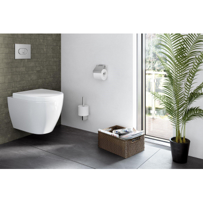 Zack Atore toiletrolhouder met klep 12.4x12.4x5.4cm RVS Mat