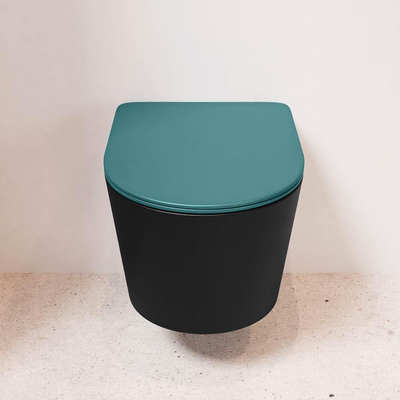 MONDIAZ LAVIE wandclosetpack - 36x53cm - diepspoel - rimless - Urban (zwart) - softclose - quick-release - toiletzitting - Smag (blauw)