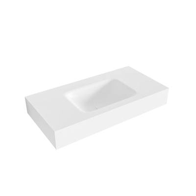 Mondiaz GRUNNE Vrijhangende wastafel - 80cm - wasbak midden - rand 12cm - solid surface Talc