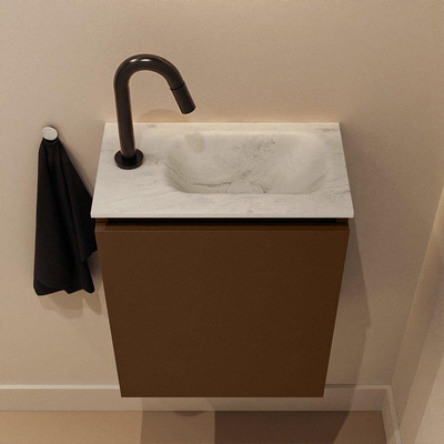 MONDIAZ TURE-DLUX 40cm toiletmeubel Rust. EDEN wastafel Opalo positie rechts. Met 1 kraangat.