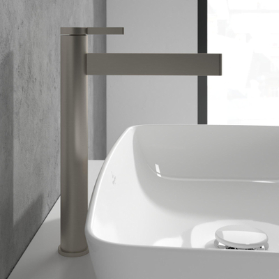 Villeroy & Boch Dawn Eengreeps wastafelkraan verhoogd - Matt Brushed Nickel (RVS)