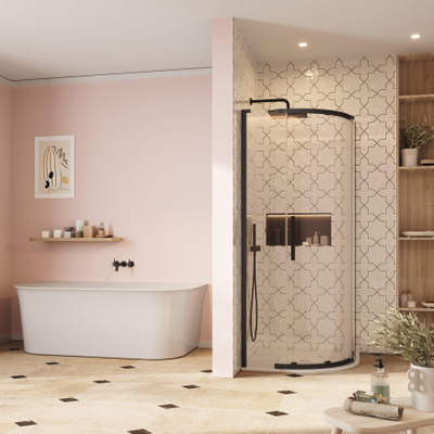 Crosswater Asura Kwartronde Douchedeur - 8mm - 90x90cm - mat zwart