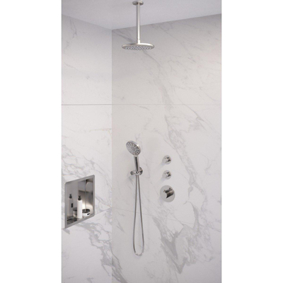 Brauer Chrome Edition Regendoucheset inbouw - hoofddouche 20cm - plafondarm - 3 gladde knoppen - handdouche rond 3 standen - chroom