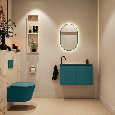 MONDIAZ TURE-DLUX 80cm toiletmeubel Smag. EDEN wastafel Frappe positie links. Met 1 kraangat.