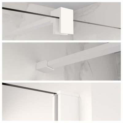 FugaFlow Eccelente Vetro profielset 200cm + stabilisatiestang 120cm mat wit -