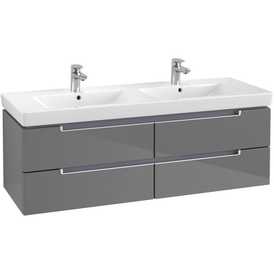 Villeroy & boch Subway 2.0 wastafelonderkast 128.7x42x4.49cm Grijs hoogglans