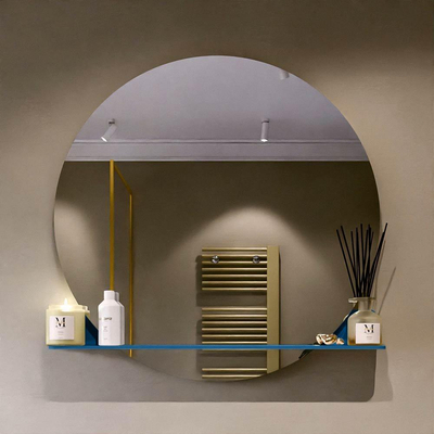 Mondiaz SPOT Badkamerspiegel - rond 100cm - spiegelplanchet - kleur Jeans