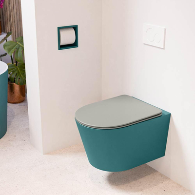 MONDIAZ LAVIE wandclosetpack - 36x53cm - diepspoel - rimless - Smag (blauw) - softclose - quick-release - toiletzitting - Smoke (grijs)