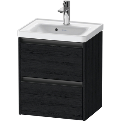 Duravit Ketho 2 wastafelonderbouwkast met 2 laden 48.4x37.5x54.9cm met grepen antraciet eiken zwart mat