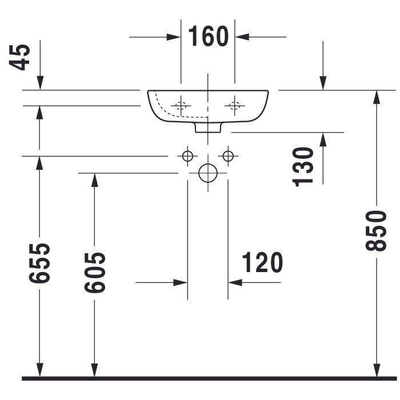 Duravit D-code fontein 36x27cm kraangat rechts met overloop wit