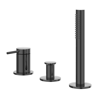 IVY Bond Badrandcombinatie - 3-weg - mengkraan - uittrekbare handdouche - zonder uitloop - Zwart chroom PVD