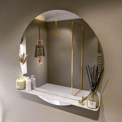 Mondiaz SPOT Badkamerspiegel - rond 100cm - spiegelplanchet - kleur Opalo