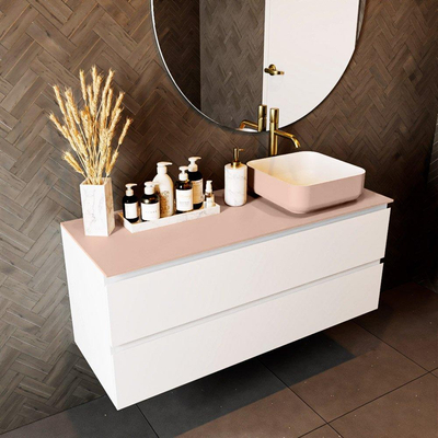 Mondiaz TOP 46 Topblad - 120x46x0.9cm - geschikt voor afdekplaat - Solid surface - Rosee